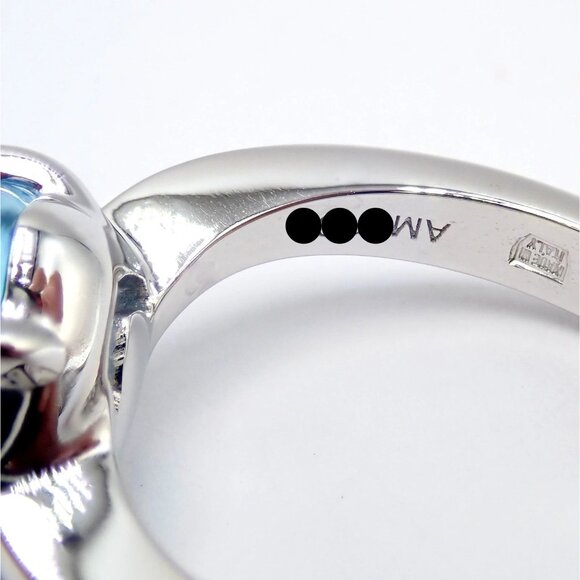 Authentic! Bulgari 18k Whtie Gold Mediterranean Eden Blue Topaz Ring Size 6 - Picture 6 of 14